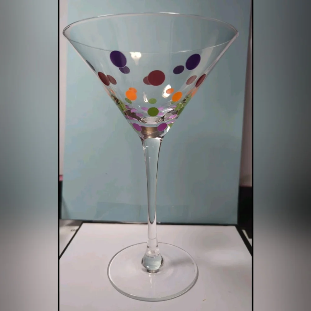 Pampered Chef Multi Color Dots Martini Glass